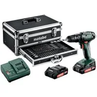 metabo Akku-Schlagbohrschrauber SB 18, 18 V, Mobile Werkstatt Schlagbohrmaschine Set 2 x 2 Ah Li-Ion im Alu