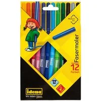 Idena Faserstift Idena 10037 - Fasermaler, 12 Stück im Kartonetui, mit 2 mm Spitze