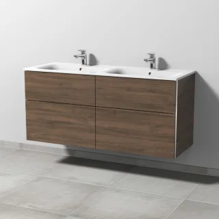 Sanipa 3way Waschtischunterbau zu Geberit Renova Plan Slim Waschtisch mit 4 Auszügen, Eiche-Arizona BR68980