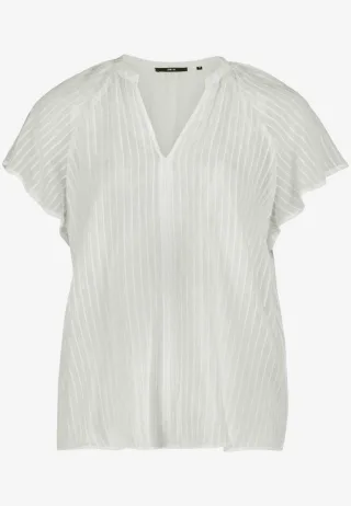 zero - Plissee-Bluse mit V-Ausschnitt weiß - Gr. - 44