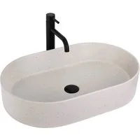 wohnwerk.idee Aufsatzwaschbecken sandfarben, Waschbecken oval aus Keramik im modernen Design