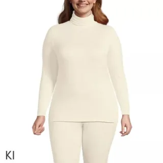 Stretch-THERMASKIN-Oberteil mit Rollkragen für Damen in Plus-Größe, Damen, size: plus, Schwarz, Elasthan/Polyester-Mischung, by Lands' End
