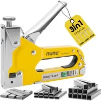 Rapid Handtacker NUNU 3-in-1 Handtacker Tacker Nagler für Typ 140, 28, 8 Set 5001728, 3-in-1 Funktion (Klammern, Kabelklammern, Nägel)