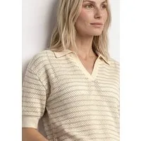 STREET ONE Kurzarmpullover mit Streifen und Polokragen