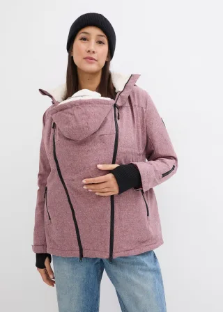bonprix Kuschelige 3-in-1 Umstandsjacke und Tragejacke, rot, Gr.44, Kuschelig mit Teddyfleece gefütterte Jacke für die Schwangerschaft und danach