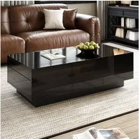 Ulife Couchtisch Moderner Couchtisch Hochglanz Schwarz mit Schubladen (1-St), Rechteckig, großes Stauraum, Schiebefach, pflegeleicht, stilvoll