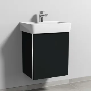 Sanipa 3way Waschtischunterbau zu Geberit Renova Plan Waschtisch mit 1 Tür, Vulkan-Matt BP8731V