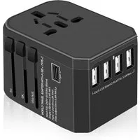 TUWENA Reisestecker Universal 224 Ländern Travel Adapter Fast Charge Weltweit Reiseadapter, mit 4 USB Ports + Type C + AC Reise Steckdosenadapter Steckdose