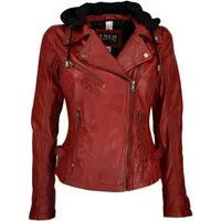 CBL Lederjacke MQ-45713 im Biker Style mit Reverkragen und abnehmbarer Kapuze