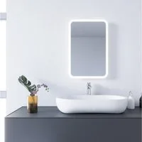 SONNI Badspiegel Badspiegel mit Beleuchtung Wandspiegel 60 x 40cm Led Badspiegel, Kaltweiß Wandschalter Badspiegel mit Licht IP44