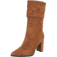 Ital-Design Elegante Damen Boots mit Blockabsatz für Freizeit und Events High-Heel-Stiefel (90851777) Blockabsatz Stiefel in Camel