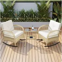 Flieks Balkonset, Outdoor Rattan Gartensofa Balkonset Gartenmöbel-Set 2 Stuhl & Tisch