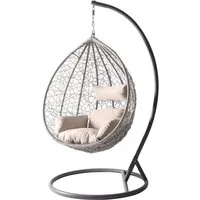 MIRJAN24 Hängesessel Savona (Korb aus Rattan), Metallskelett, Kissen-Set, 106x105x195 cm