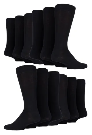 Sock Snob - 12 Paires Homme Chaussettes Coton Rayures Business - Noir