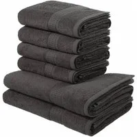 OTTO home Handtuch Set Juna, 6-tlg., 2 Duschtücher (70x140) 4 Handtücher (50x100), Walkfrottee (6-St), 100% Baumwolle, Handtuch-Set mit Bordüre, Uni-Farben, weich