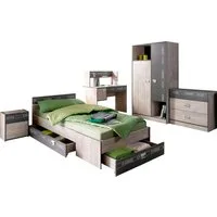 Parisot Jugendzimmer-Set Fabric, (Set, 4-tlg., Bett, Bettschubkasten, Kleiderschrank, Nachttisch), wahlweise mit Aufbauservice