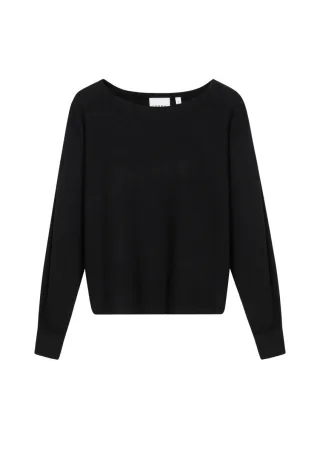 comma - Pullover mit U-Boot-Ausschnitt schwarz - Gr. - S