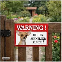 HTI-Line Metallschild Blechschild Wachhund Chihuahua, (Stück, 1 Schild), Hundeschilder Warnung vor dem Hund