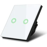 Maclean Lichtschalter MCE704 (1-St), Touch-Lichtschalter Doppelter LED-Glas Schalter mit rundem Knopf