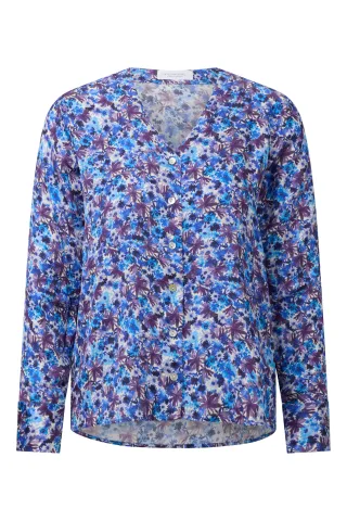 Rich & Royal - Printed V-Neck Blouse cobalt aura - Gr. - 42