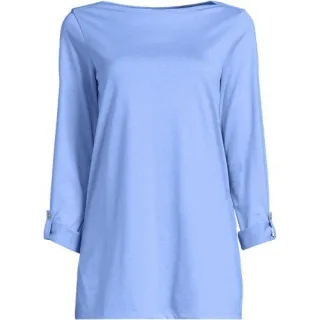 Langes Supima-Shirt mit U-Boot-Ausschnitt für Damen, Damen, size: regular, Rot, Baumwolle, by Lands' End