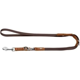 Dog Sport HUNTER verstellbare Hundeführleine wolmar biothane x leder braun 1,9 cm