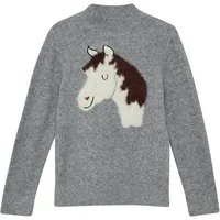 s.Oliver Junior Strickpullover mit flauschigem Pferde-Motiv