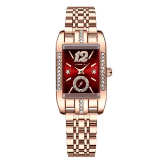 CRRJU Women's Quartz Watch Elegant Rhinestone Rectangular Dial Waterproof Stainless Steel Strap Luminous Design Perfect