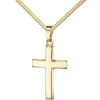 JEVELION Kettenanhänger Kreuz Anhänger 585 Gold formschön gewölbt (Goldkreuz, für Damen und Herren), Goldanhänger - Made in Germany