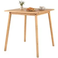 COSTWAY Esstisch, Quadratischer Bambus-Esstisch für 2-4 Personen, 70 cm