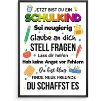 Tigerlino Poster Schulkind Karte Einschulung Glückwunschkarte Schulanfang 1. Klasse