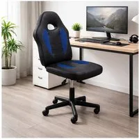 HTI-Living Schreibtischstuhl Schreibtischstuhl höhenverstellbar 360°-Drehfunktion Schwarz-Blau (Stück, 1 St)