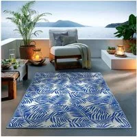 TaCa Home Teppich Outdoor & Indoor Teppich, rechteckig, Höhe: 3 mm, Terrasse Balkon Garten Wohnzimmer Küche, Weiß - 140 x 200 cm
