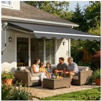 Huracan Gelenkarmmarkise Gelenkarmmarkise Manuell, Einziehbare Sonnenmarkise Balkonmarkise (UV50+ Schutz Wasserdicht, Einfache Montage für Terrasse Balkon, Dunkelgrau)