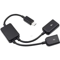 Bolwins F64 Micro USB OTG Adapter auf 2x USB-A Buchse 19cm Smartphone-Kabel, Micro-USB Stecker, 2x USB 2.0 A (19 cm), OTG Funktion, Plug and Play