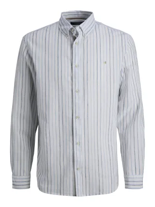 JACK&JONES - JPRBLUSUMMER LINEN BL SHIELD LS SHIRT LN Ashley Blue - Gr. - XXL
