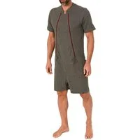 Normann Pyjama Herren Pflegeoverall kurzarm mit Reissverschluss Vorne und am Bein