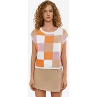 Imily Bela T-Shirt Damen Gestricktes Trend-Top (Packung, 1-tlg., 1per-Pack) Farbblockierung