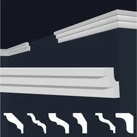 marbet design Stuckleiste, 20 Meter / 10 Leisten, XPS Styropor weiß - Deckenleisten Deckenabschlussleisten E-Leisten - (20 Meter / 10 Leisten E-17)
