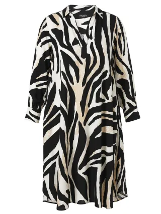 VIA APPIA DUE - Kleid Hemdkragen 1/1 Arm schwarz multicolor - Gr. - 48