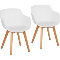 Fromm&Starck Esszimmerstuhl Stuhl 2er Set Lehnstuhl Küchenstuhl Holzbeine bis 150 kg Designstuhl, Weiß