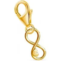 Goldene Hufeisen Charm Kristall Unendlichkeit Karabiner Charm Anhänger 925 Sterlingsilber, Vergoldet