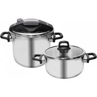 Karaca Schnellkochtopf Perfect Gray 4L + 6L Schnellkochtopf Set, Edelstahl, Induktions