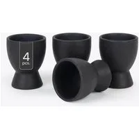 HIT Trading Eierbecher BRUNCH, Ø 6 cm, H 8 cm, Schwarz matt, (4-tlg), Steingut