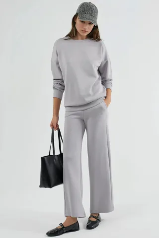 Modal Touch Rundhals-Sweatshirt & Weite Hosen Zweiteiliges Set