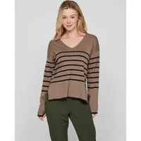 Vila V-Ausschnitt-Pullover VIOSTRIA V-NECK L/S REV TOP-NOOS