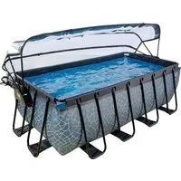 EXIT Framepool inkl. multifunktionaler Poolabdeckung (Set, 4-tlg), BxLxH: 200x400x122 cm, mit Sandfilteranlage und Sicherheitsleiter