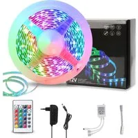Clanmacy LED Stripe 1-10m LED Streifen Lichtband 5050SMD Leiste RGB Fernsteuerung LED Band, 30-flammig, Licht-Streifen Fernbedienung RGB Lichterkette 5050 SMD Lichtleiste