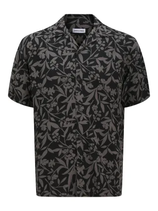 JACK&JONES - JJJEFF MONOCHROME RESORT SHIRT SS JNR castlerock - Gr. - 164