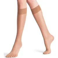 FALKE Feinkniestrümpfe Seidenglatt Kniestrümpfe transparent & glänzend (1-Paar) transparent & glänzend